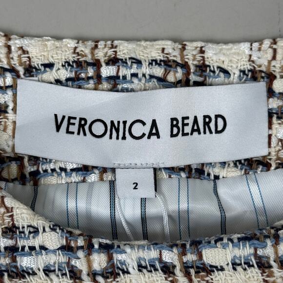 VERONICA BEARD Bentley Tweed Jacket Sz-2 Ivory/Camel 2406TW6810474 - Picture 12 of 16